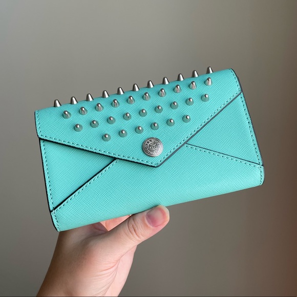 NWOT Rebecca Minkoff Studded Wallet on Chain, Mint Green - Picture 2 of 10